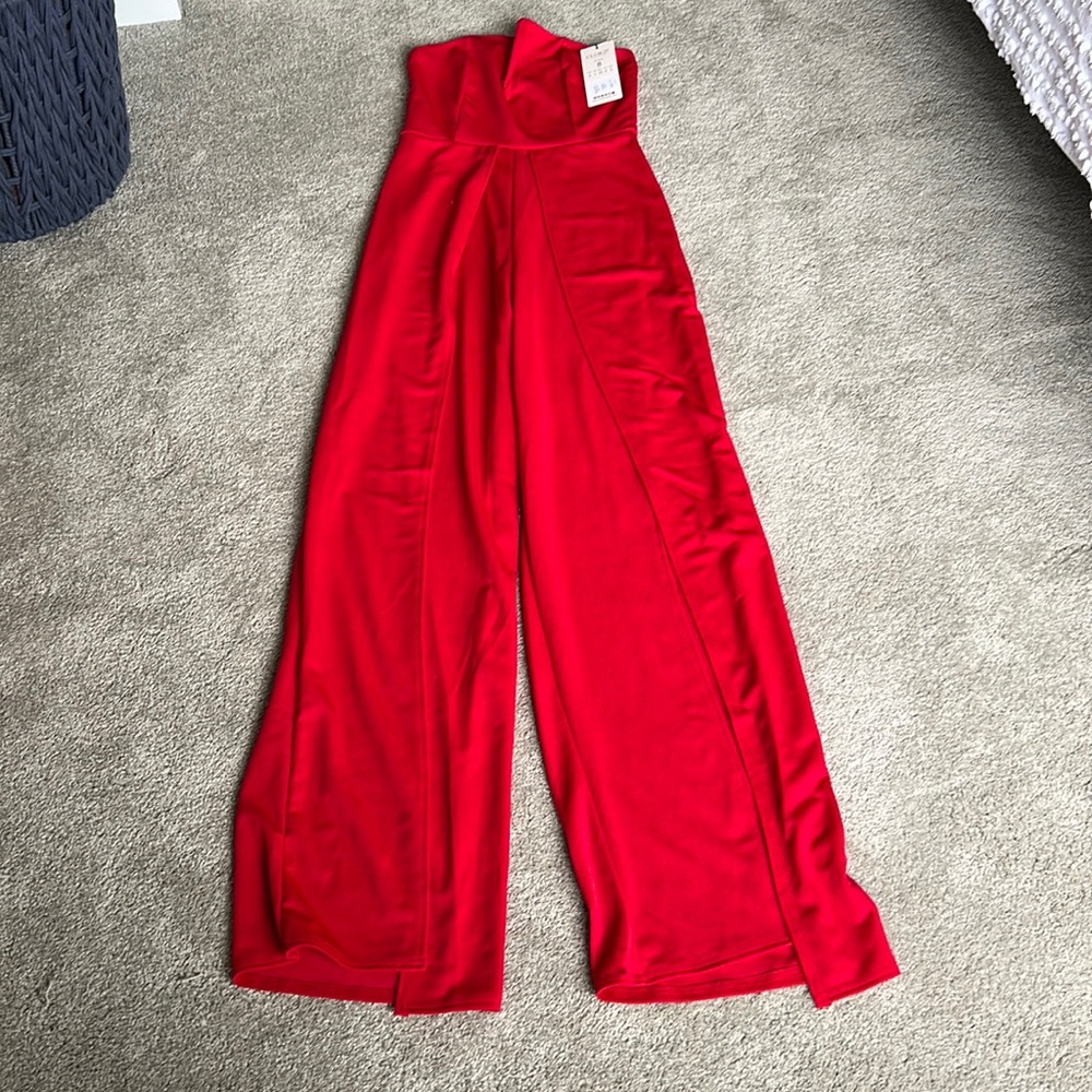 Club London red strapless jumpsuit